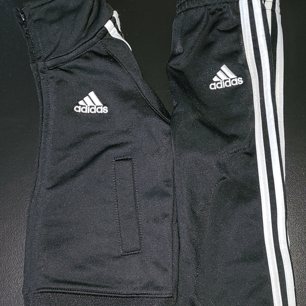 Adidas Kids Black Joggers with White Stripes